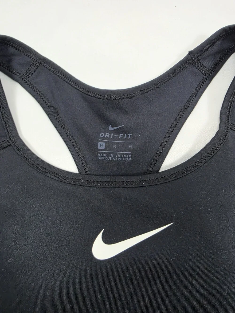Nike Black Dri-FIT Racerback Sports Bra with White Swoosh
